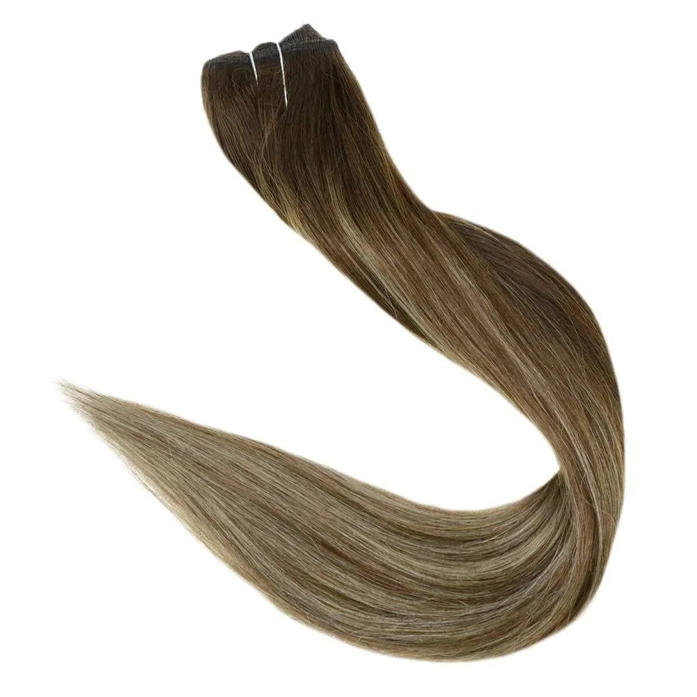 LaaVoo Fish Wire Hair Extensions 100% Real Brazilian Hair Straight Natural 12-20inch balayage Color 70g&80g Wire Hair Extensions