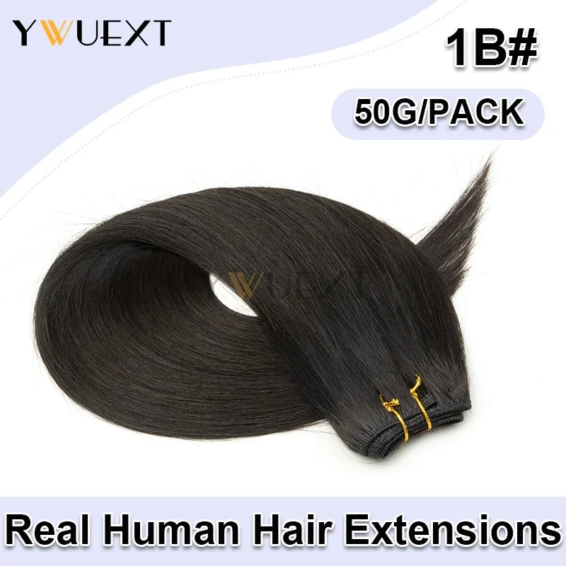 Double Sew in Weft Hair Extensions 12inch-24inch Machine Remy Human Hair Extensions 50g/pack Can Curly Hair Weaves for Women