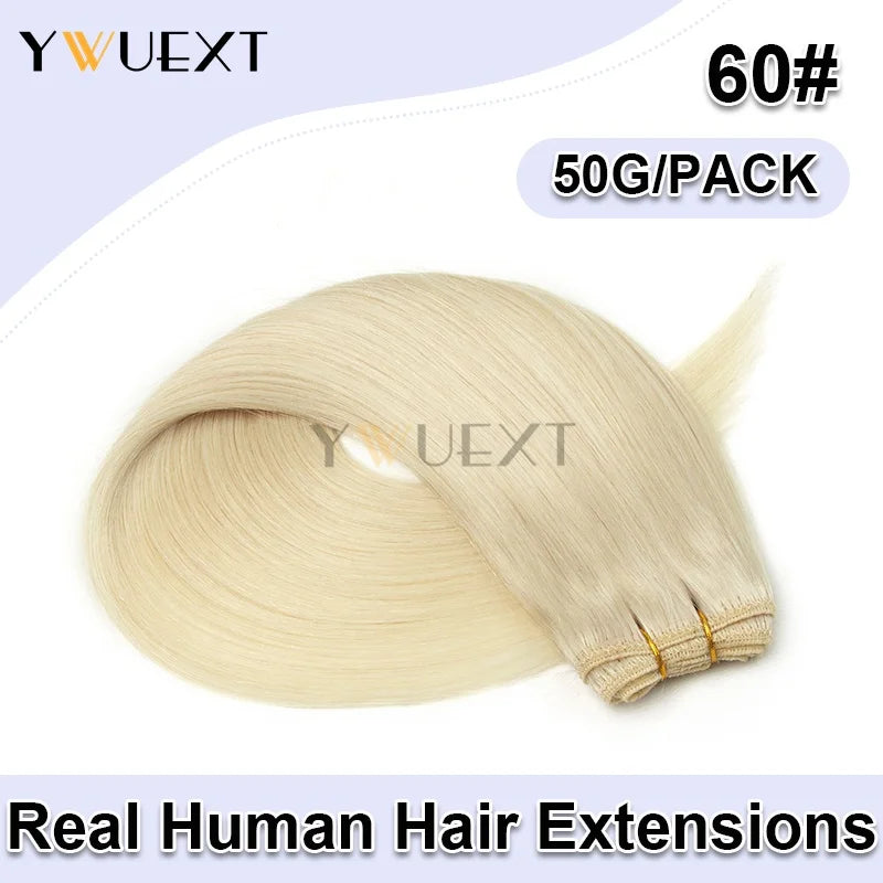 Double Sew in Weft Hair Extensions 12inch-24inch Machine Remy Human Hair Extensions 50g/pack Can Curly Hair Weaves for Women