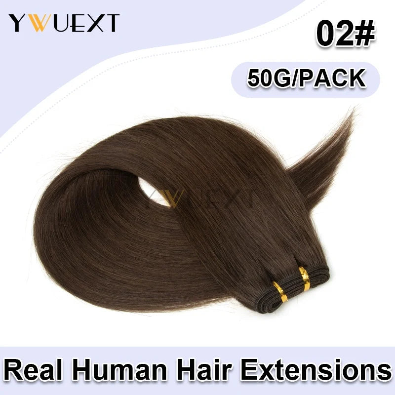 Double Sew in Weft Hair Extensions 12inch-24inch Machine Remy Human Hair Extensions 50g/pack Can Curly Hair Weaves for Women