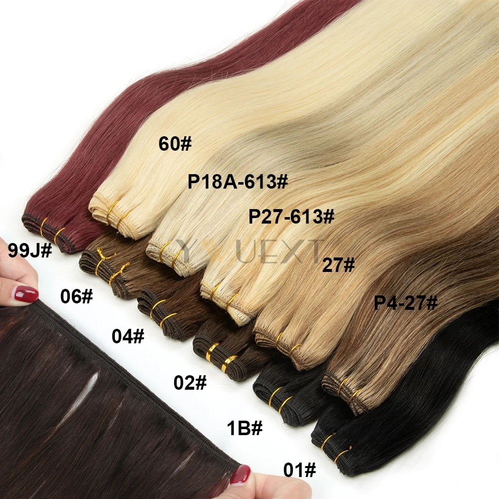 Double Sew in Weft Hair Extensions 12inch-24inch Machine Remy Human Hair Extensions 50g/pack Can Curly Hair Weaves for Women