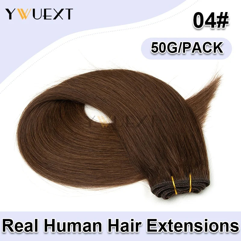 Double Sew in Weft Hair Extensions 12inch-24inch Machine Remy Human Hair Extensions 50g/pack Can Curly Hair Weaves for Women