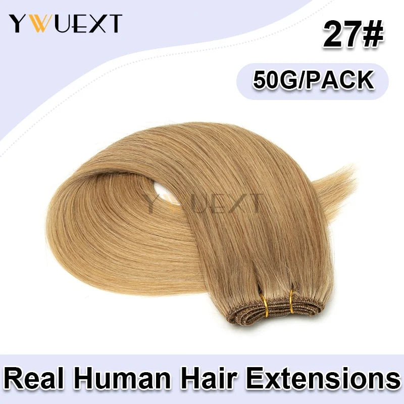 Double Sew in Weft Hair Extensions 12inch-24inch Machine Remy Human Hair Extensions 50g/pack Can Curly Hair Weaves for Women