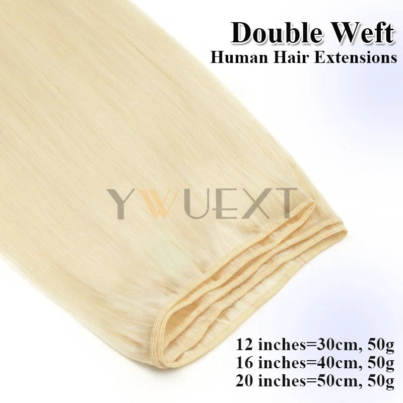 Double Sew in Weft Hair Extensions 12inch-24inch Machine Remy Human Hair Extensions 50g/pack Can Curly Hair Weaves for Women