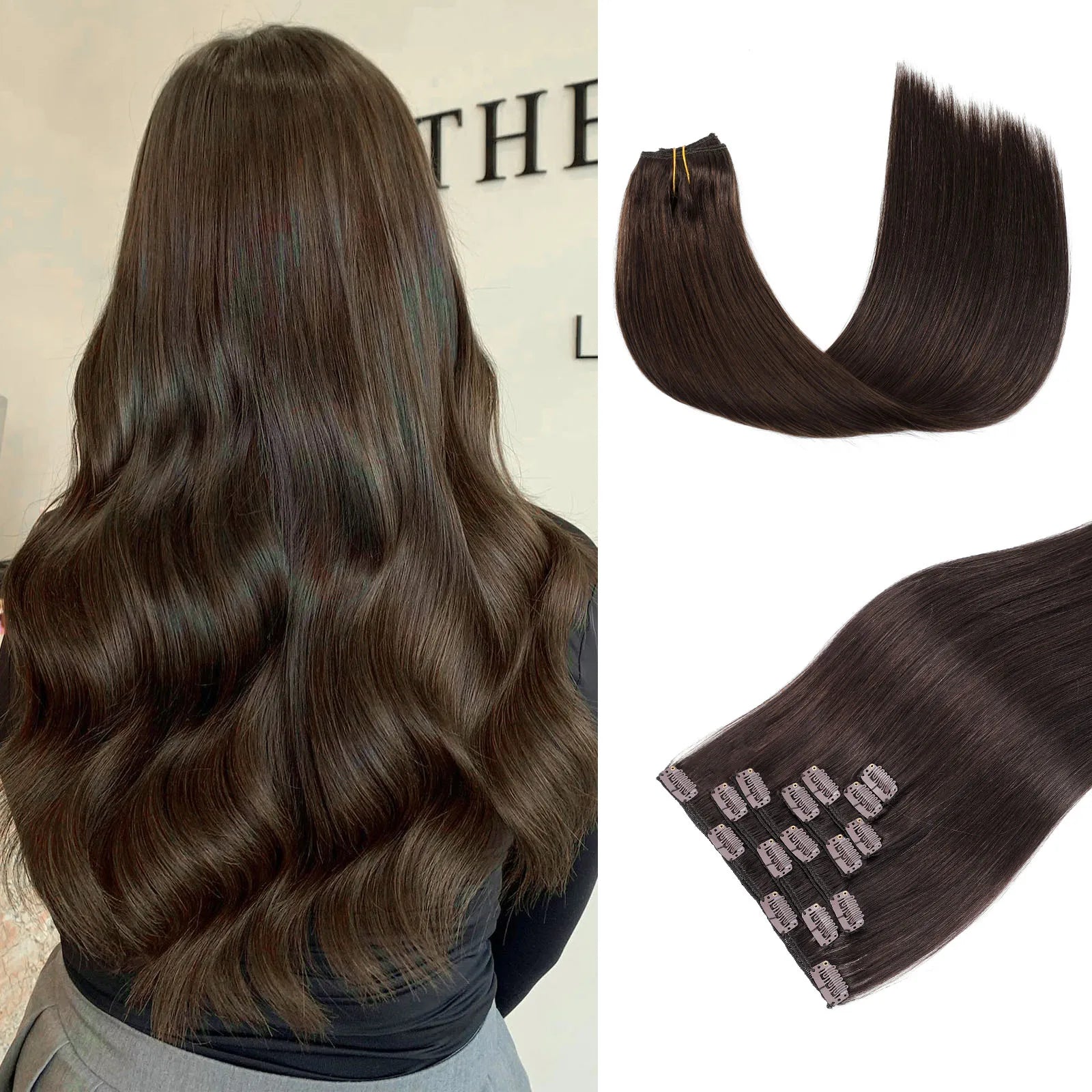 120g Double Drawn Clip in Human Hair Extensions with Thick Ends, Remy Hair Cuticle-Aligned No Tangle, 12+ Month with Proper Care