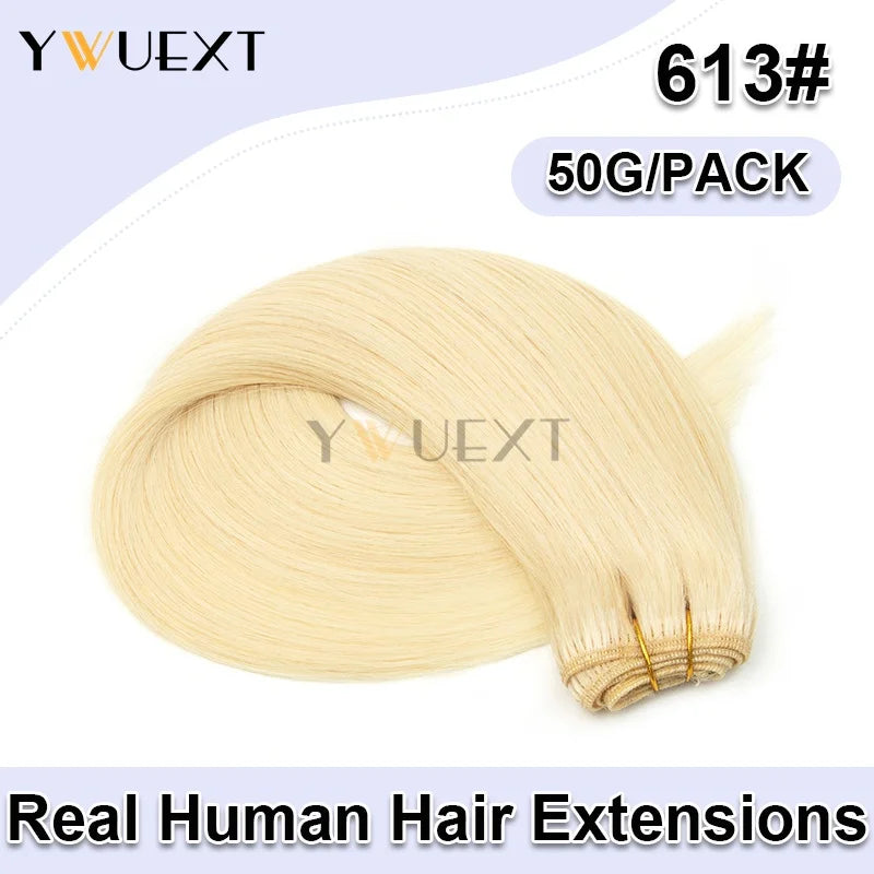 Double Sew in Weft Hair Extensions 12inch-24inch Machine Remy Human Hair Extensions 50g/pack Can Curly Hair Weaves for Women