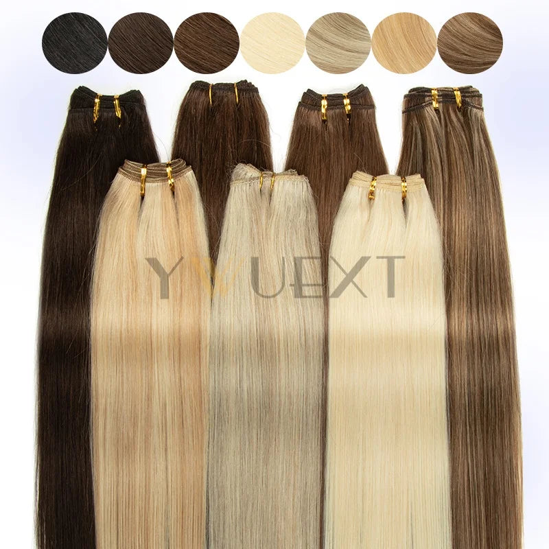 Double Sew in Weft Hair Extensions 12inch-24inch Machine Remy Human Hair Extensions 50g/pack Can Curly Hair Weaves for Women