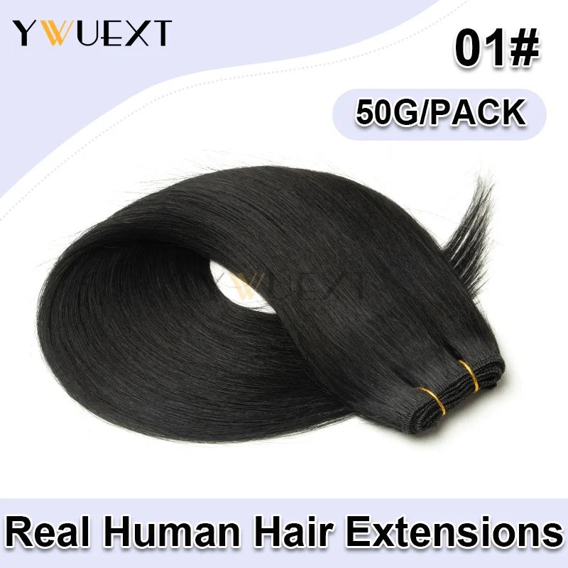 Double Sew in Weft Hair Extensions 12inch-24inch Machine Remy Human Hair Extensions 50g/pack Can Curly Hair Weaves for Women
