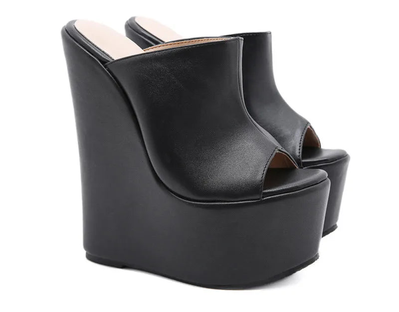 Eilyken 2026 New Fashion Peep Toe Platform Wedge Woman Slippers Summer Shoes Designer Super High Heels Sandals Size 35-42