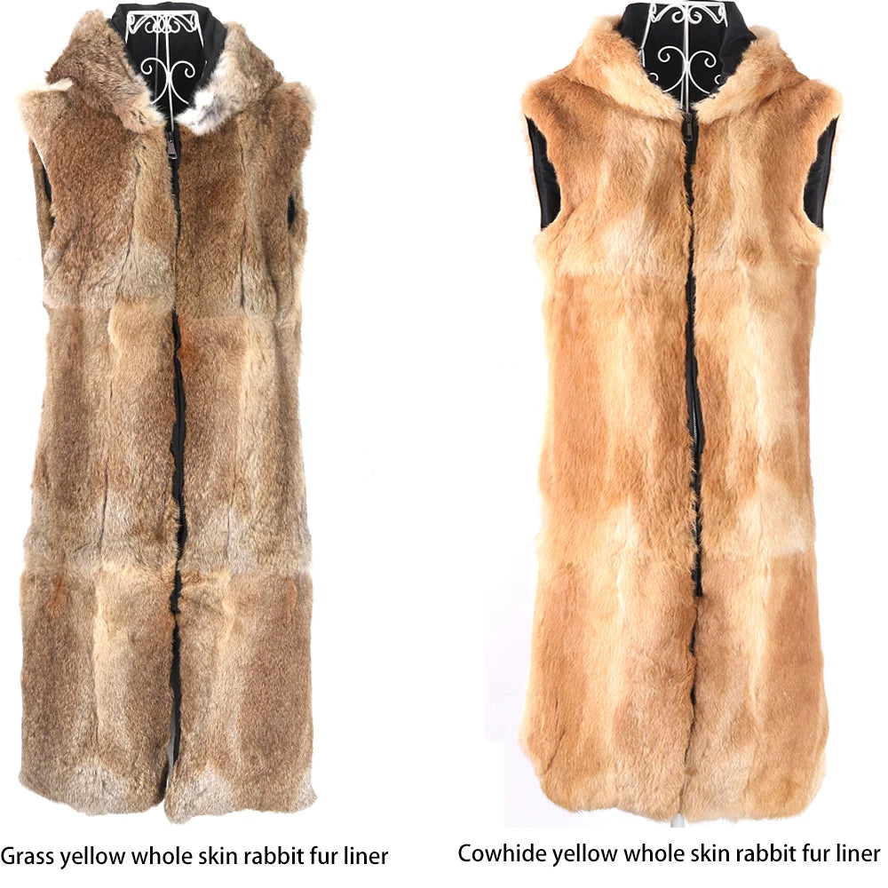 Detachable X-long Parka Waterproof Winter Jacket Women Natural Raccoon Fur Hood Rabbit Fur Liner Real Fur Coat  Streetwea