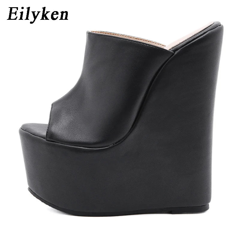 Eilyken 2026 New Fashion Peep Toe Platform Wedge Woman Slippers Summer Shoes Designer Super High Heels Sandals Size 35-42