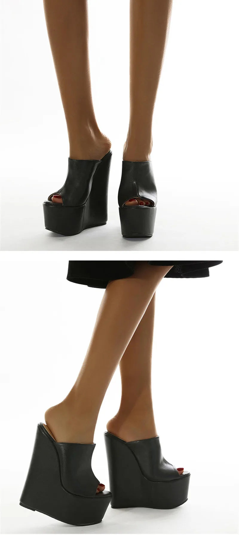 Eilyken 2026 New Fashion Peep Toe Platform Wedge Woman Slippers Summer Shoes Designer Super High Heels Sandals Size 35-42