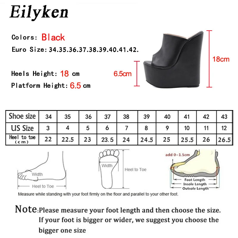 Eilyken 2026 New Fashion Peep Toe Platform Wedge Woman Slippers Summer Shoes Designer Super High Heels Sandals Size 35-42