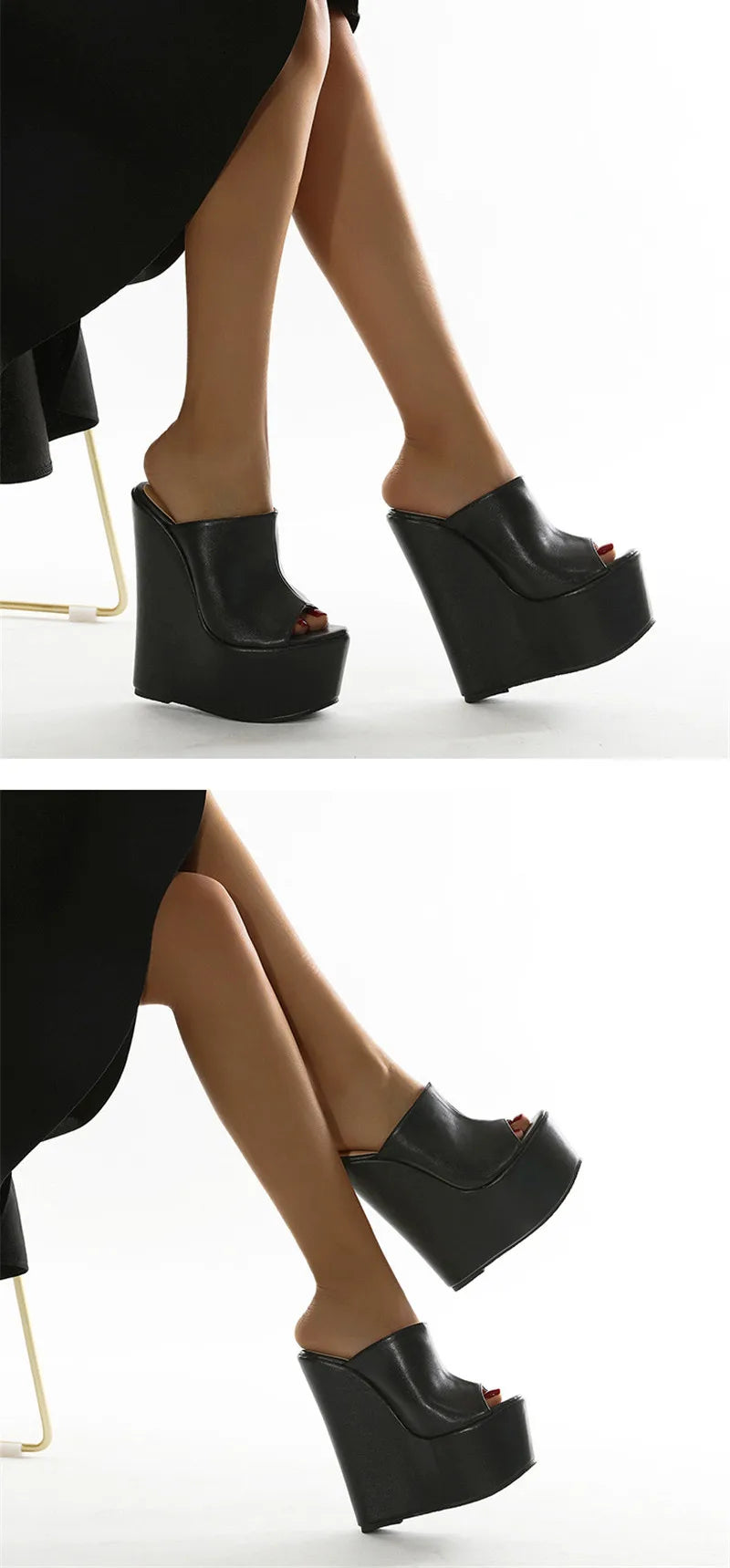 Eilyken 2026 New Fashion Peep Toe Platform Wedge Woman Slippers Summer Shoes Designer Super High Heels Sandals Size 35-42