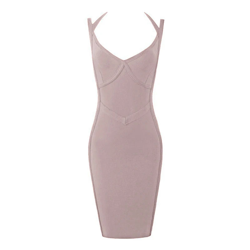 Free Shipping Women Summer Style Sexy V Neck Backless Black Red Bandage Dress 2022 Designer Fashion Evening Party Dress Vestido