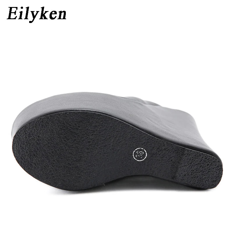 Eilyken 2026 New Fashion Peep Toe Platform Wedge Woman Slippers Summer Shoes Designer Super High Heels Sandals Size 35-42