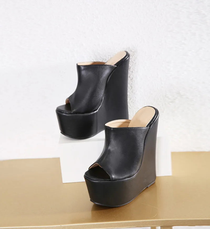 Eilyken 2026 New Fashion Peep Toe Platform Wedge Woman Slippers Summer Shoes Designer Super High Heels Sandals Size 35-42