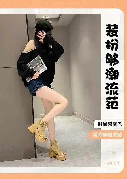 2025 Summer Sandals 8CM Wedge Heels Sneakers New Women Beach Flip Flop High Platform Casual Sandals Breathable Walking Slippers
