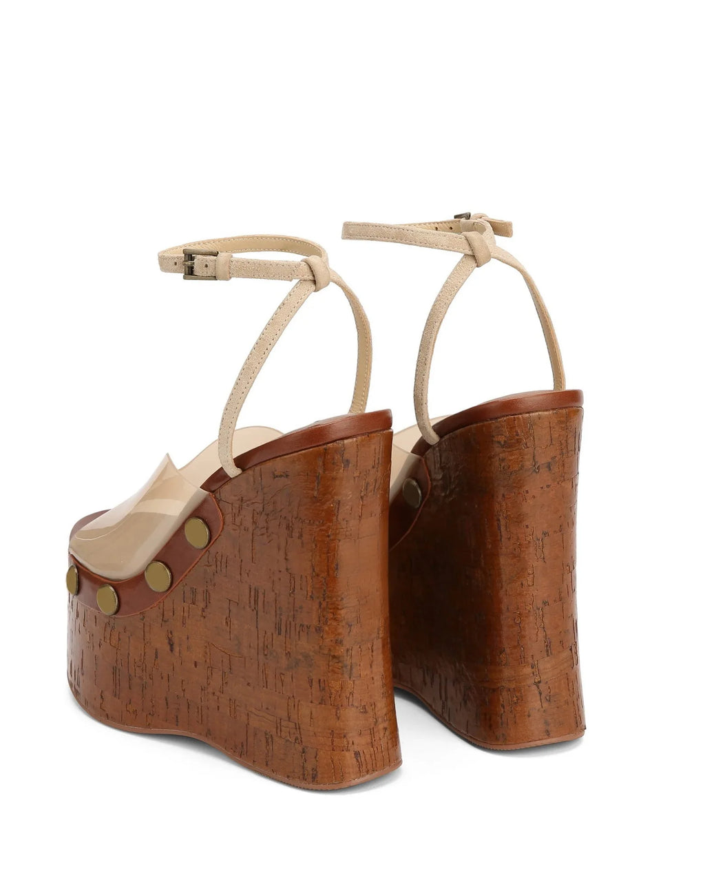Highquality Wooden Patterned Wedge Heelwith Thicksole Andexposed Toebuckle Strap Sandals Forwomen's Banquets InEurope AndAmerica