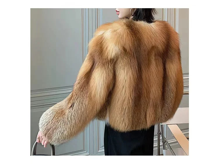 High-end Whole-skinned Red Fox Fox Fur Coat for Women Short 2025 Winter New Hot Young Fashionable Fur Coat
