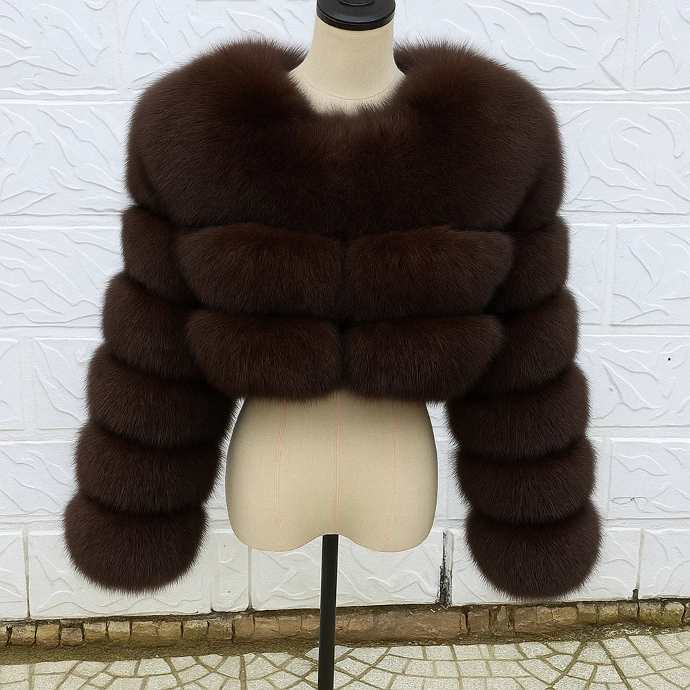 QUEENTINA Real Fox Fur Coat 30cm Women'S New Fashion Winter Leather And Skin White Clothing Natural New In Coats & Jackets