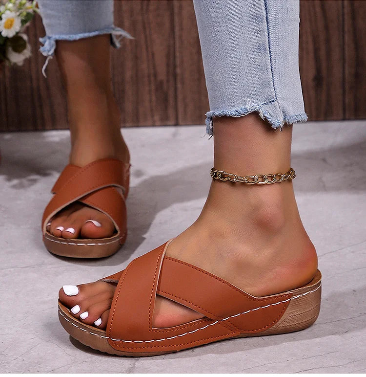 Heels Women's Sandals Elegant Wedge Heel Sandals For Woman Summer Shoes Wedges Sandalias De Mujer Heeled Slippers Summer Sandals