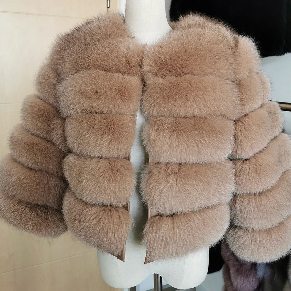 Winter Real Fur Women Raccoon Natural Fur Coat Silver Fox Long Vest Warm Luxury Jacket Parkas With Leather Fur Clothe For Female