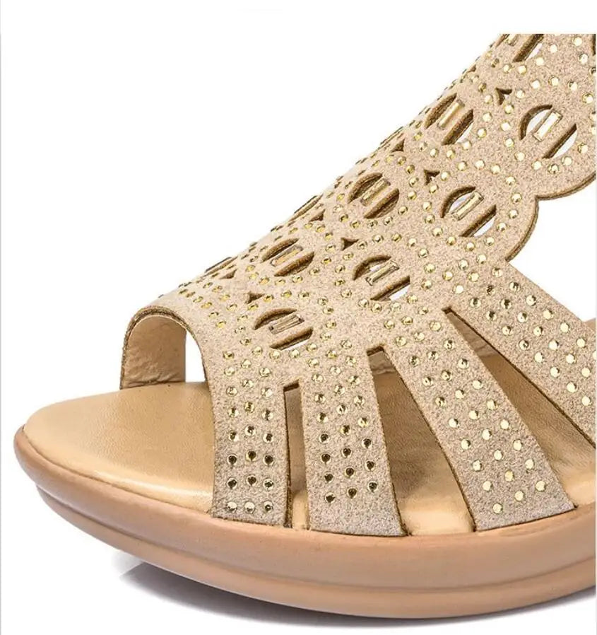 Sandal Woman Wedge Orthopedic Sandals for Women Black Shoe Elegant Brands Platform Roman Medium Heel Summer New 2025 Heels Shoes