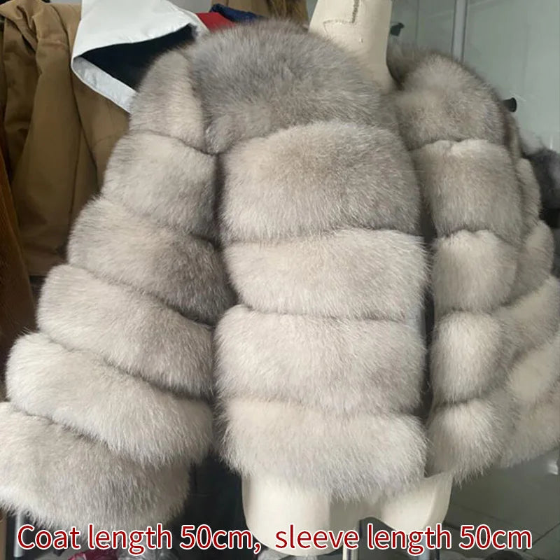 Winter Real Fur Women Raccoon Natural Fur Coat Silver Fox Long Vest Warm Luxury Jacket Parkas With Leather Fur Clothe For Female