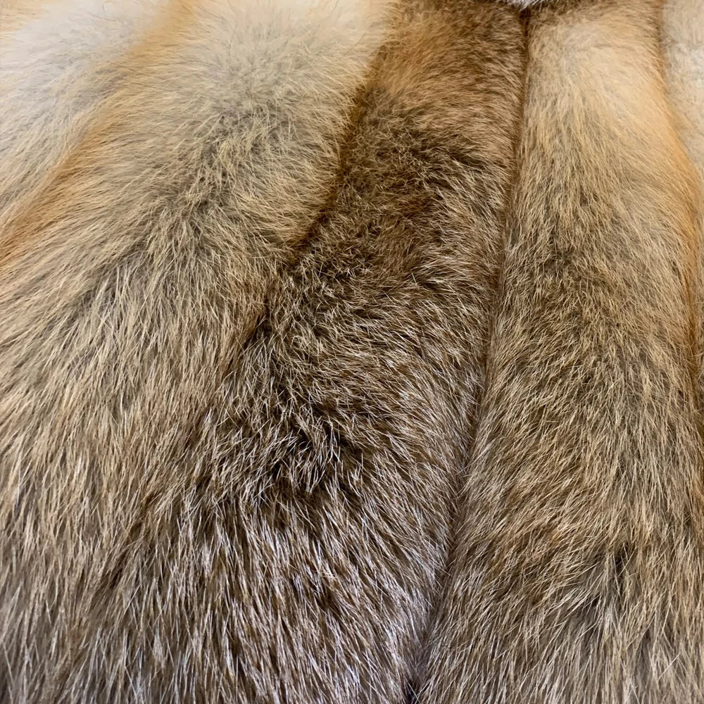 Red Fox Fur Coat Long Sleeve with Collar Ladies Real Fur Jacket Natural Fox Cloth