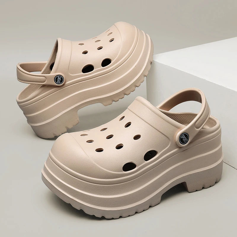 Closed Toe Wedge Heel Sandals for Women Summer Hollow Out Chunky Platform Sandals Woman Soft EVA Thick Bottom Sandalias Mujer
