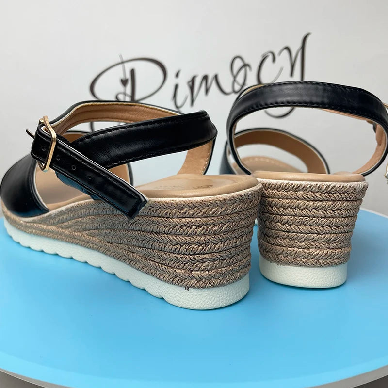 Lightweidght Wedge Sandals for Women Summer 2024 Ankle Strap Platform Sandles Woman Thick Sole Non Slip Beach Sandalias Mujer