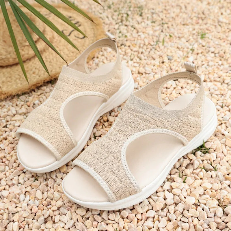 Summer New Classic Solid Color Mesh Wedge Sandals for Women Comfortable Open Toe Lightweight Casual Shoes 36-43 Zapatillas Muje