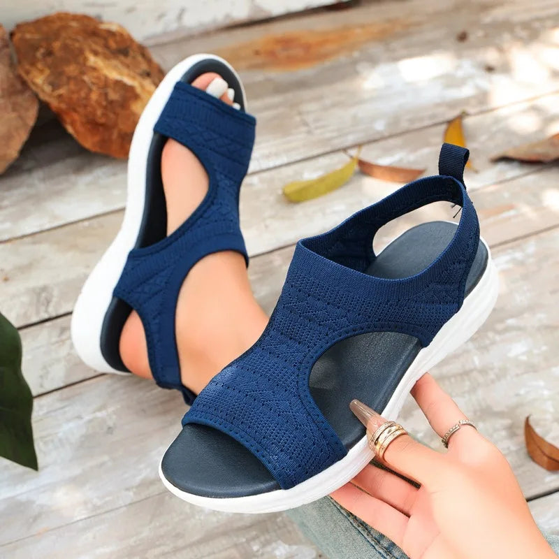 Summer New Classic Solid Color Mesh Wedge Sandals for Women Comfortable Open Toe Lightweight Casual Shoes 36-43 Zapatillas Muje