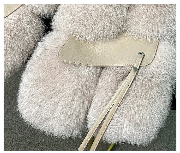 MPPM  New Women Fox Fur Vest Fashion Winter Genuine Fox Waistcoats Gilets V-neck Autumn Lady's Jackets Coats Top Quality Luxury