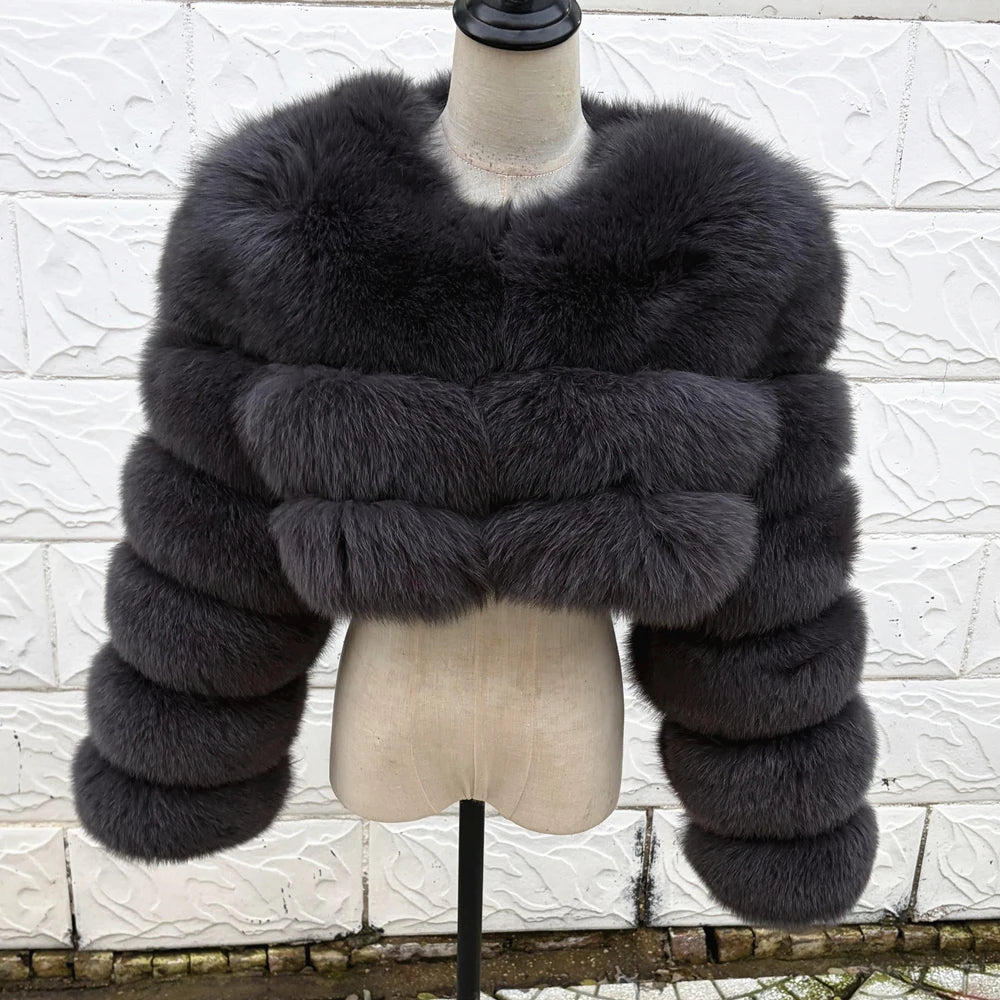 QUEENTINA Real Fox Fur Coat 30cm Women'S New Fashion Winter Leather And Skin White Clothing Natural New In Coats & Jackets