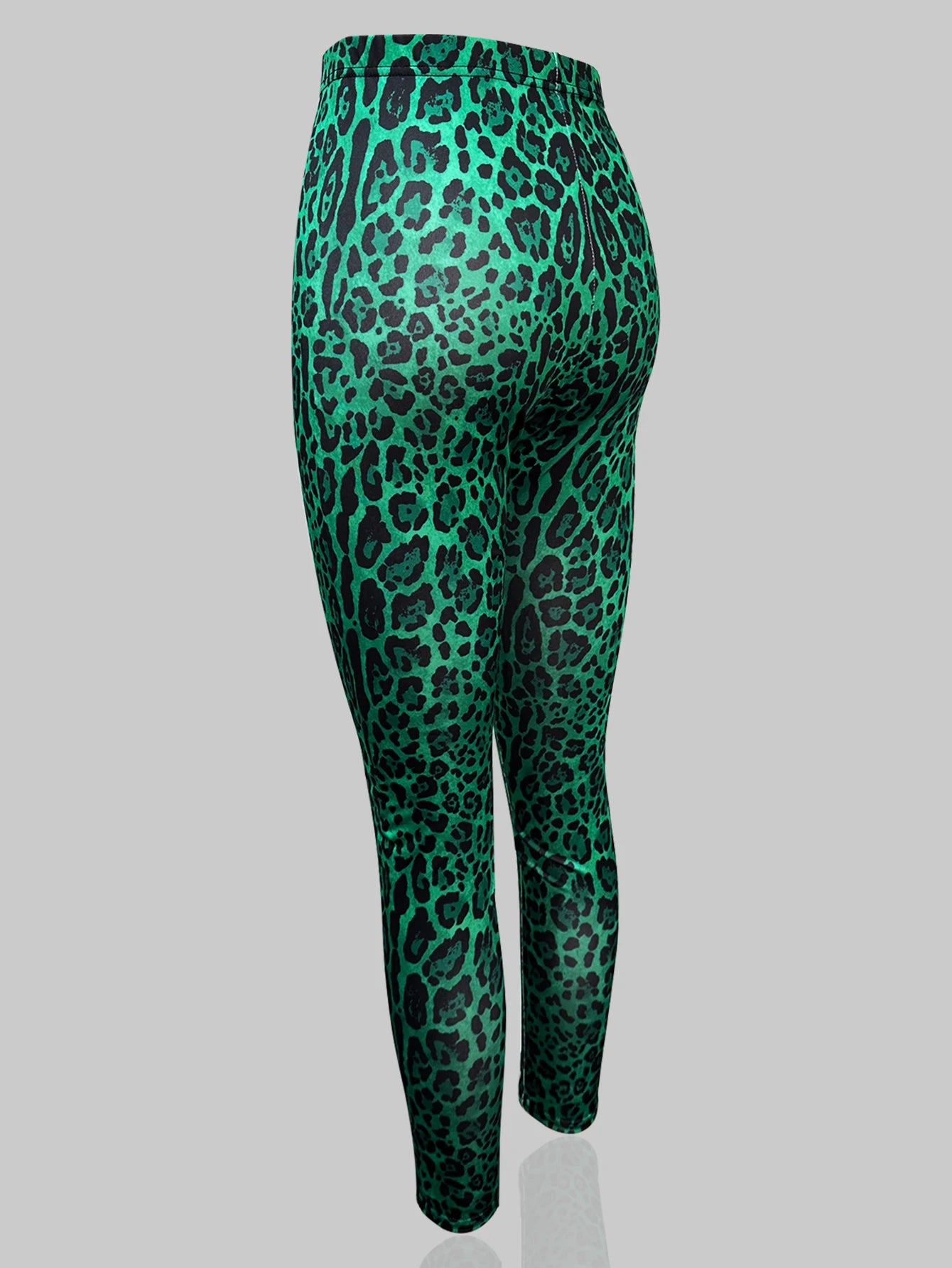 New Green Leopard Print Tight Leggings Europe And The United States Casual Fashion Elastic Yoga Sports Nine-point Pants Women