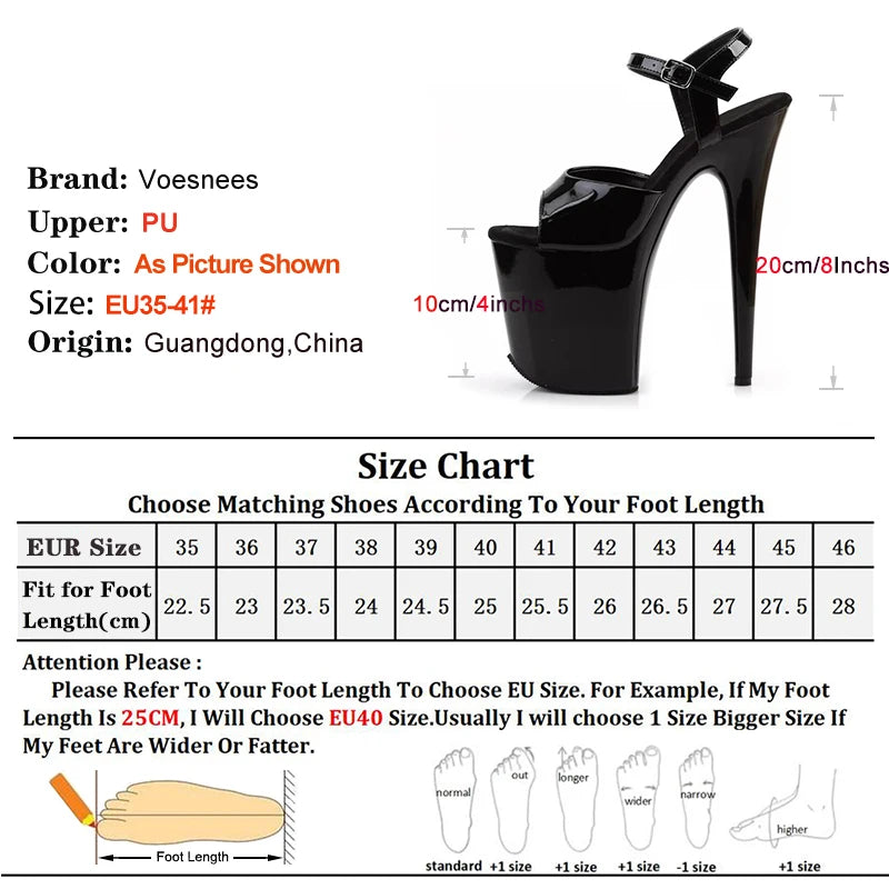 Europe and America New Fashion Platform High Heel Sandals For Woman Summer Ankle Strap 20CM Stiletto Nightclub Model Stage Shoes
