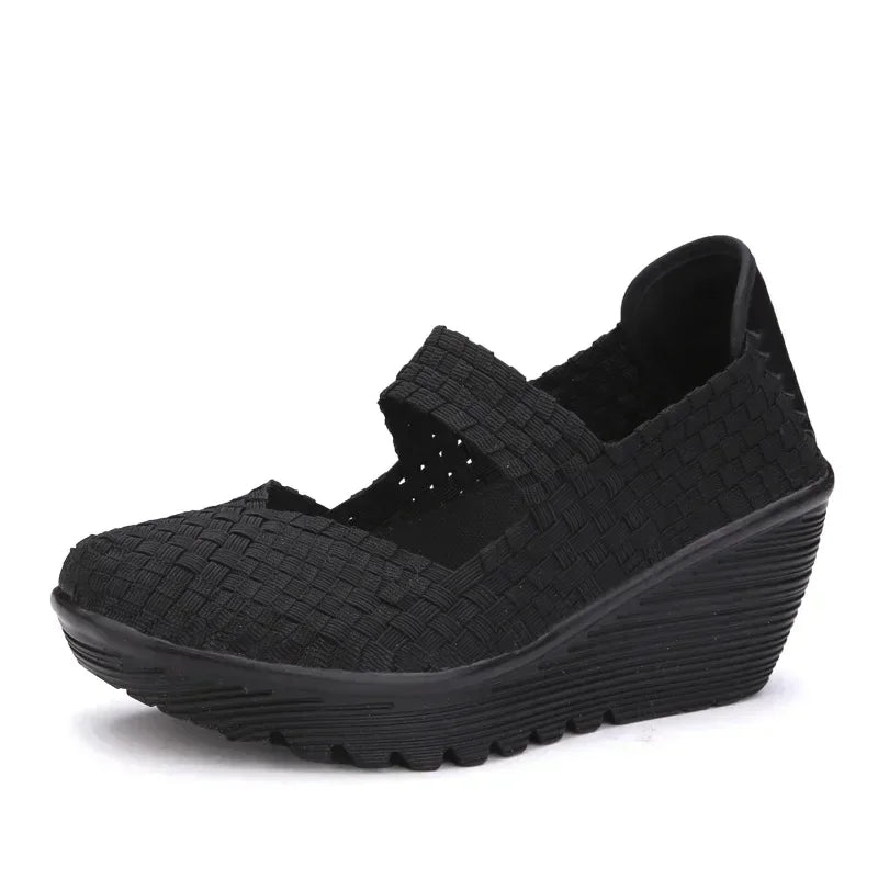 Wedge Platform Weave Sandals Fashion Peep Toe Comforty Breathable Mom Shoes Female Casual Thick Bottom Sandalias Mujer 2024