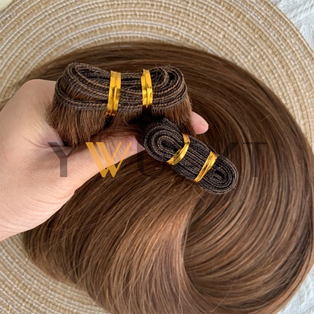 Double Sew in Weft Hair Extensions 12inch-24inch Machine Remy Human Hair Extensions 50g/pack Can Curly Hair Weaves for Women