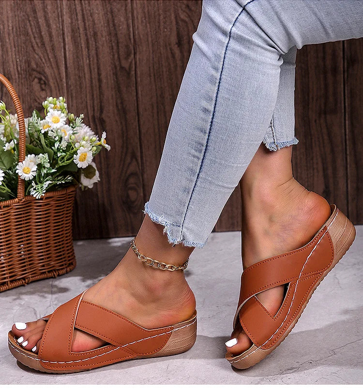 Heels Women's Sandals Elegant Wedge Heel Sandals For Woman Summer Shoes Wedges Sandalias De Mujer Heeled Slippers Summer Sandals