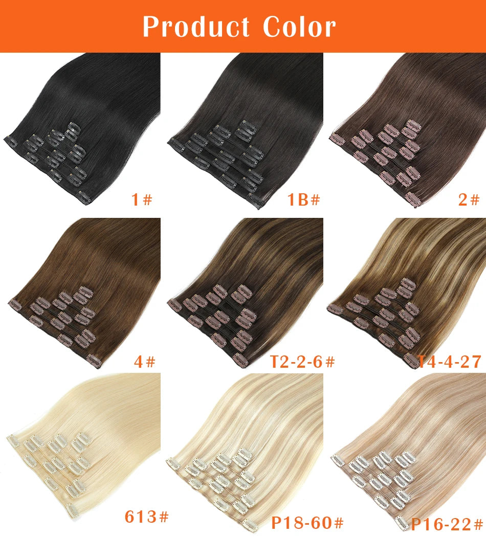120g Double Drawn Clip in Human Hair Extensions with Thick Ends, Remy Hair Cuticle-Aligned No Tangle, 12+ Month with Proper Care