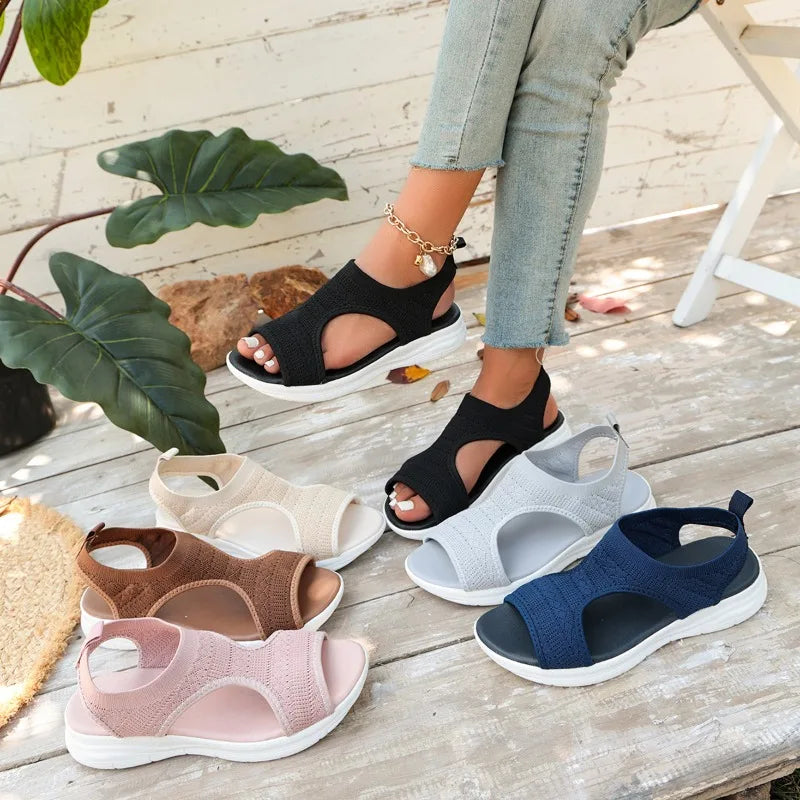 Summer New Classic Solid Color Mesh Wedge Sandals for Women Comfortable Open Toe Lightweight Casual Shoes 36-43 Zapatillas Muje