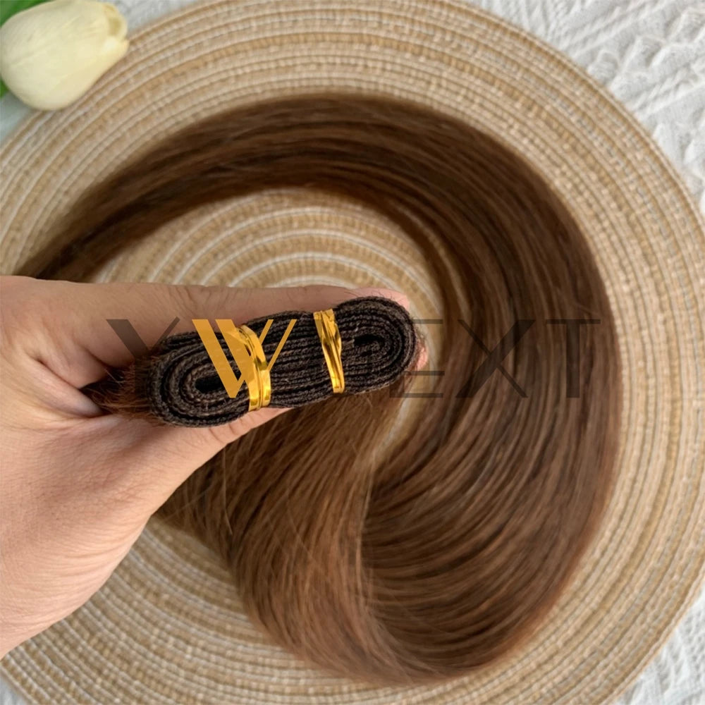 Double Sew in Weft Hair Extensions 12inch-24inch Machine Remy Human Hair Extensions 50g/pack Can Curly Hair Weaves for Women