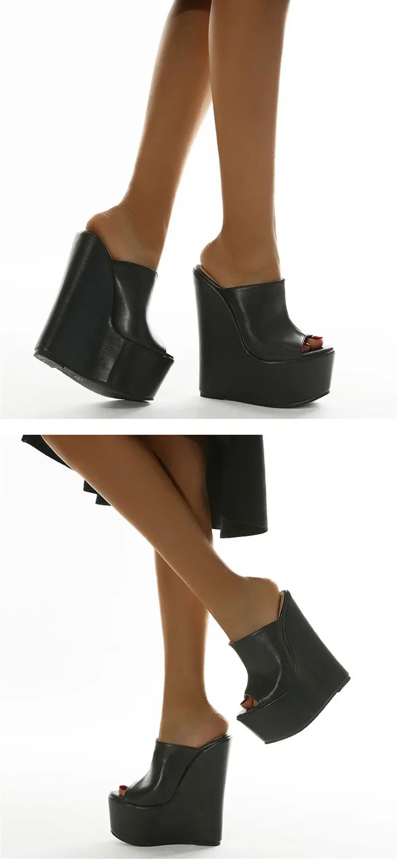 Aneikeh Summer Shallow Designer Fashion Peep Toe Platform Wedge Woman Slippers Shoes Super High Heels Sandals Size 35-42