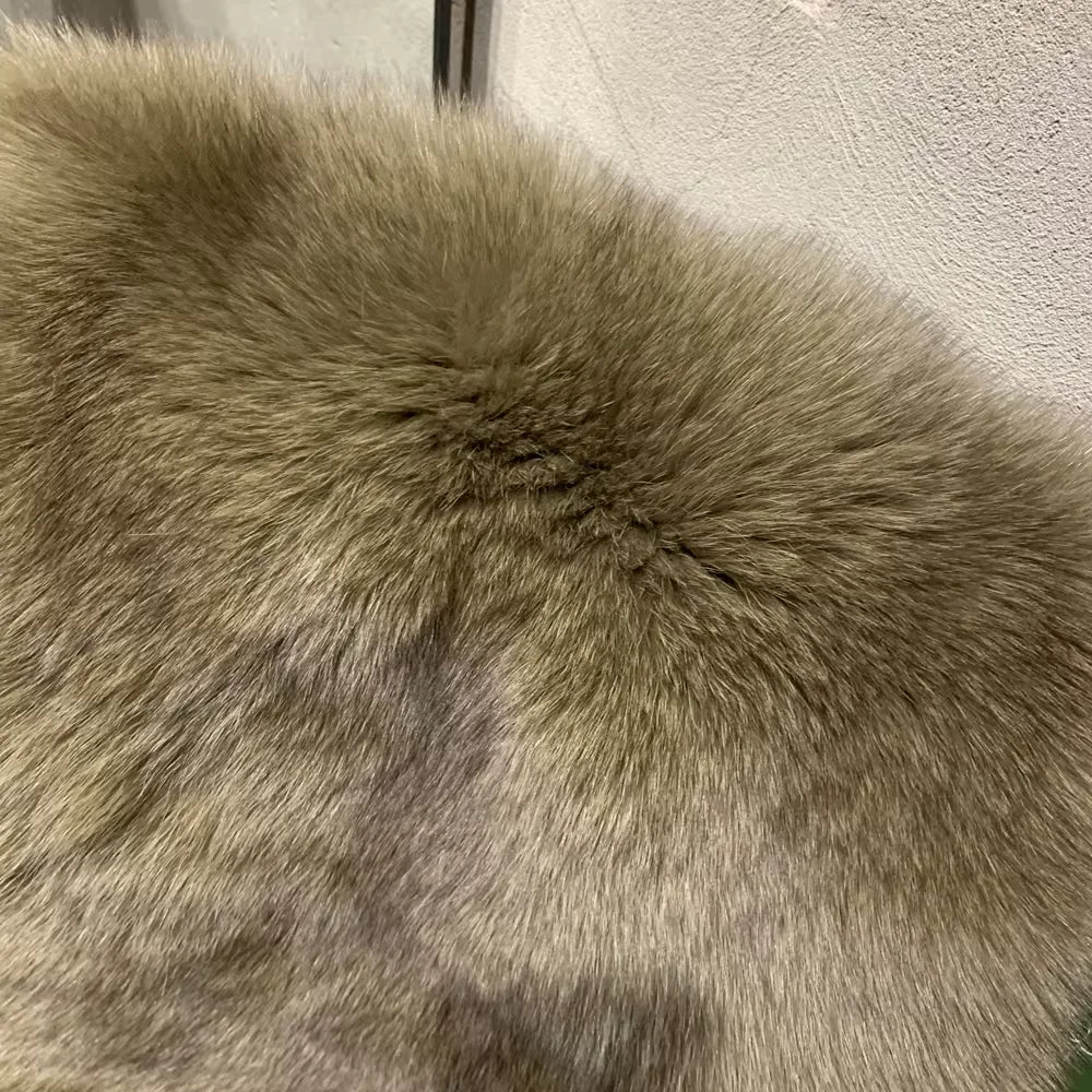 Red Fox Fur Coat Long Sleeve with Collar Ladies Real Fur Jacket Natural Fox Cloth