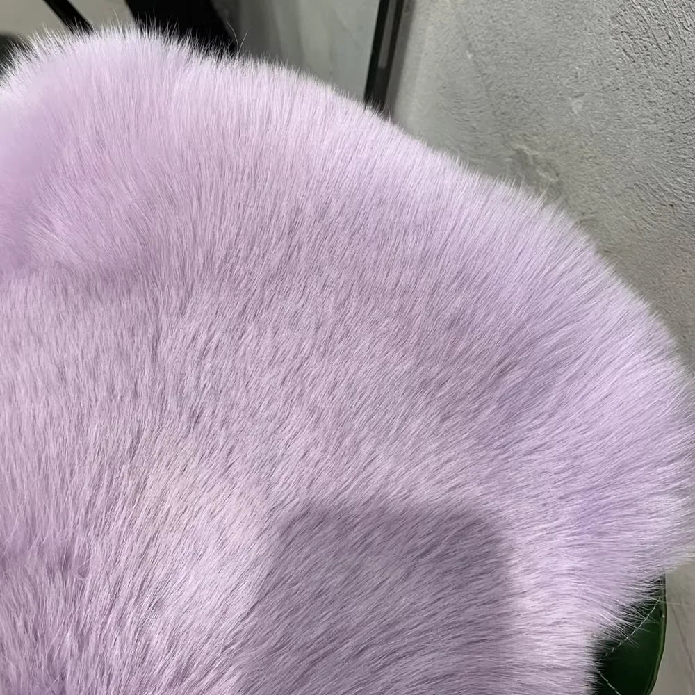 Red Fox Fur Coat Long Sleeve with Collar Ladies Real Fur Jacket Natural Fox Cloth