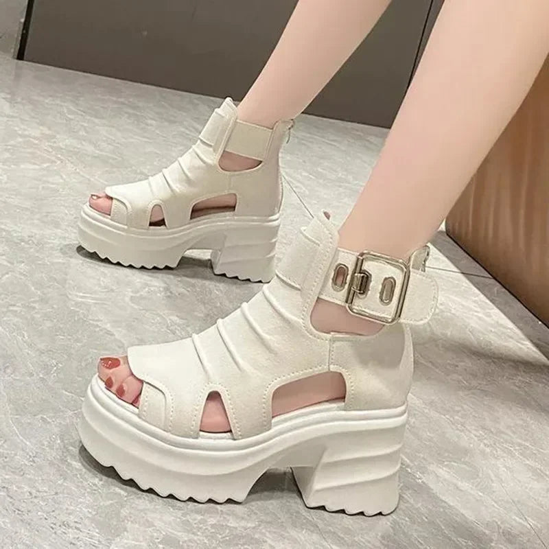 2025 Summer Sandals 8CM Wedge Heels Sneakers New Women Beach Flip Flop High Platform Casual Sandals Breathable Walking Slippers