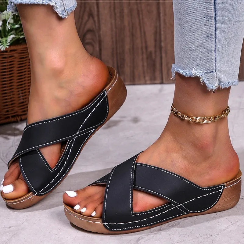 Heels Women's Sandals Elegant Wedge Heel Sandals For Woman Summer Shoes Wedges Sandalias De Mujer Heeled Slippers Summer Sandals