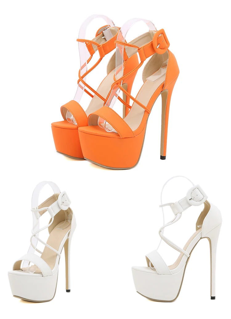 Eilyken Summer Sexy Stiletto Platform Narrow Band Women Sandals 2025 New Arrivals Ladies Buckle Strap Nightclub High Heel Shoes